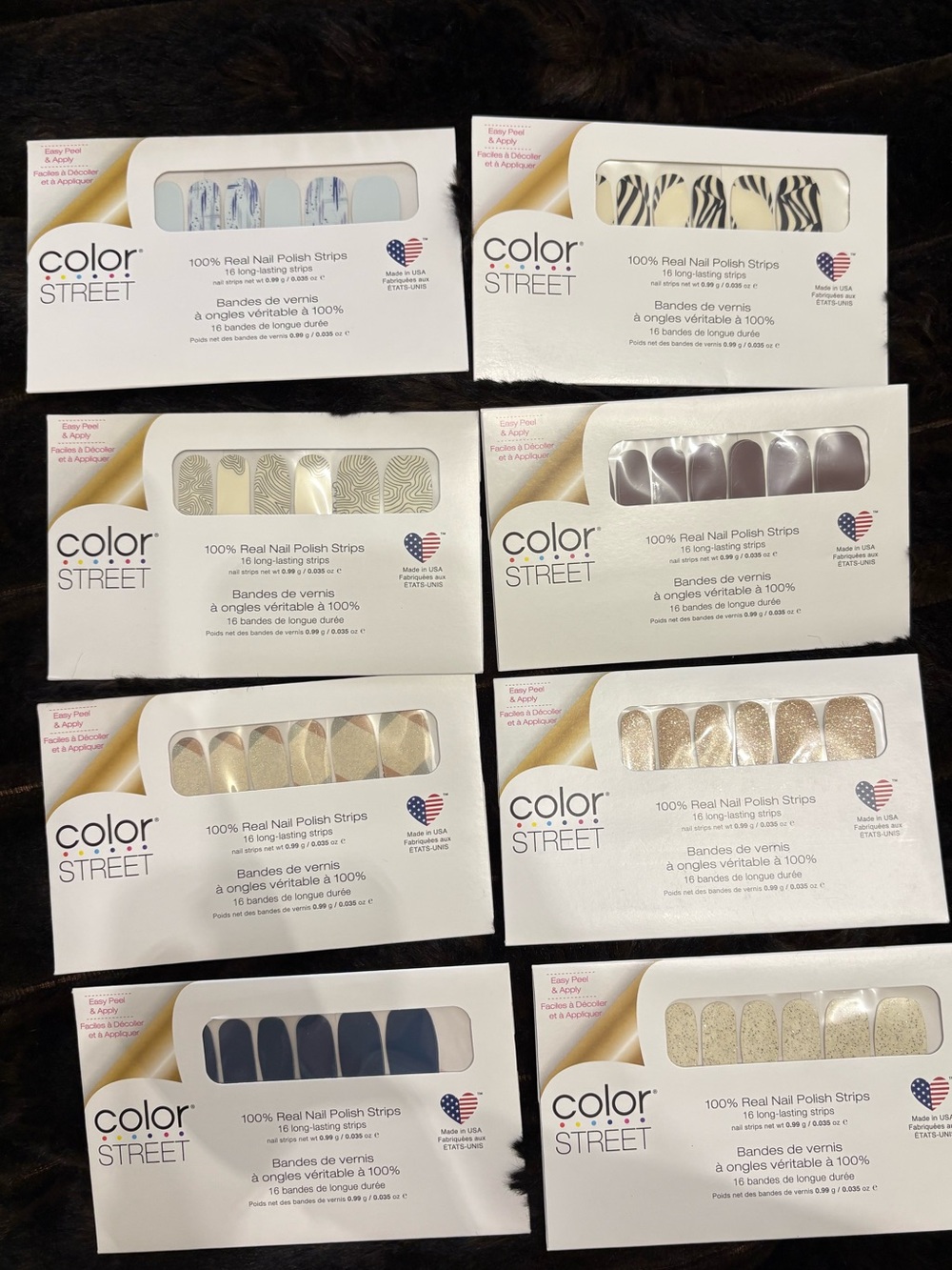 Color Street Nail Polish Strips — Gold, Silver, Navy, Pink, Purple Dots